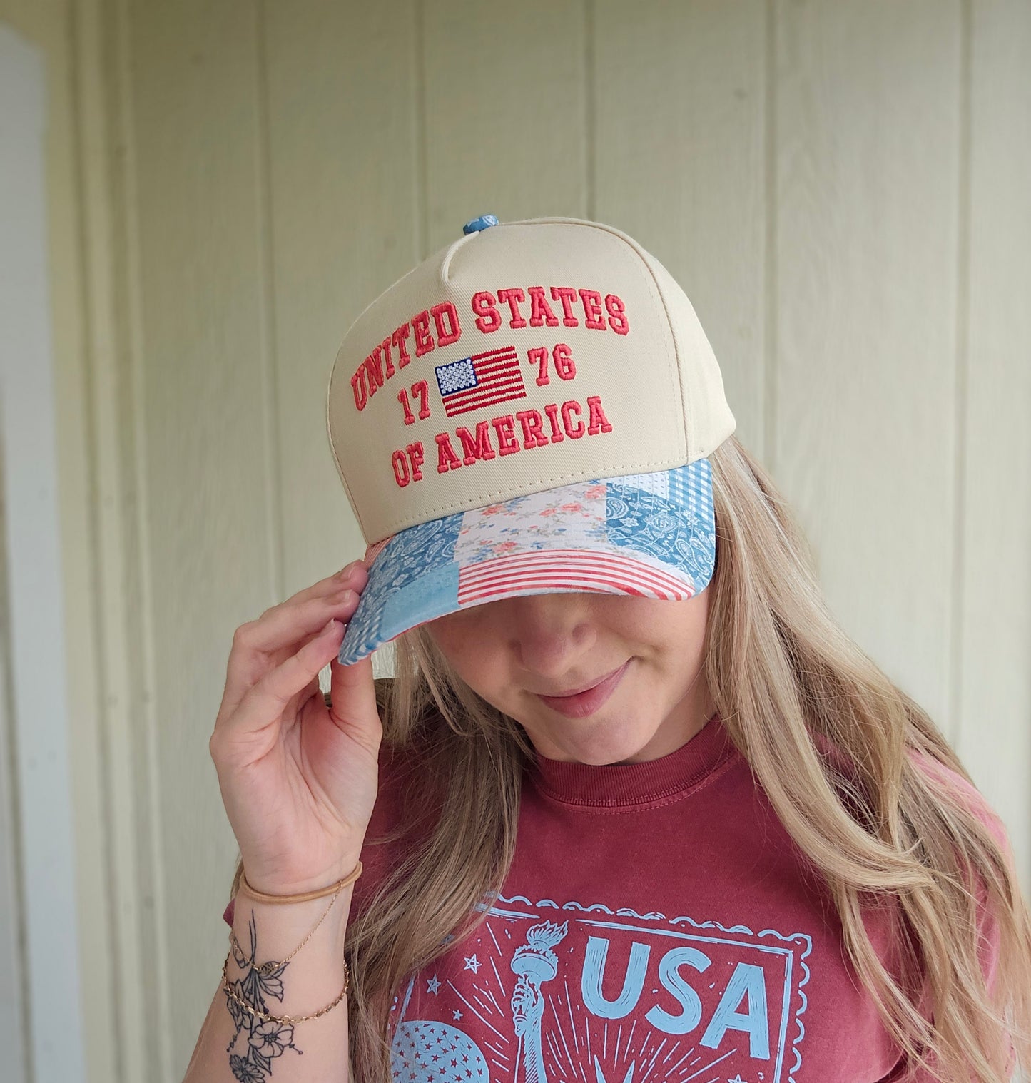 USA PATCHWORK Embroidered Trucker Hat