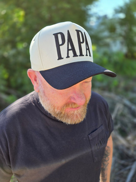 PAPA Two-Tone Puff Embroidered Trucker Hat