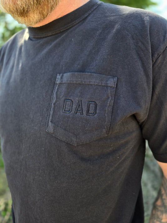 DAD Black on Black Embroidered Pocket Short Sleeve Tee