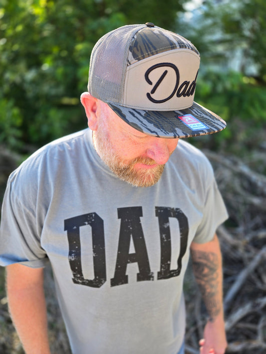 DAD VARSITY Distressed Grey Vintage Wash Tee
