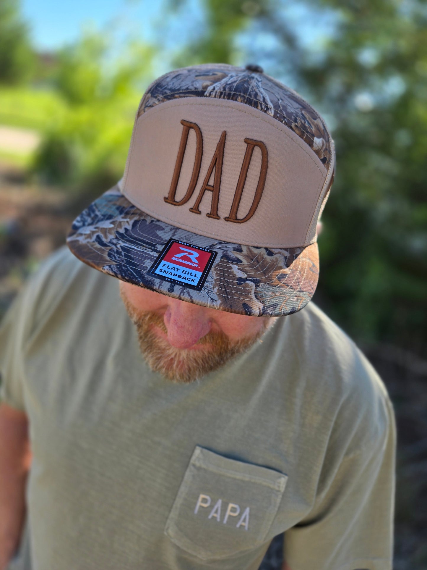 DAD BOLD Realtree Camo Puff Embroidered Snapback