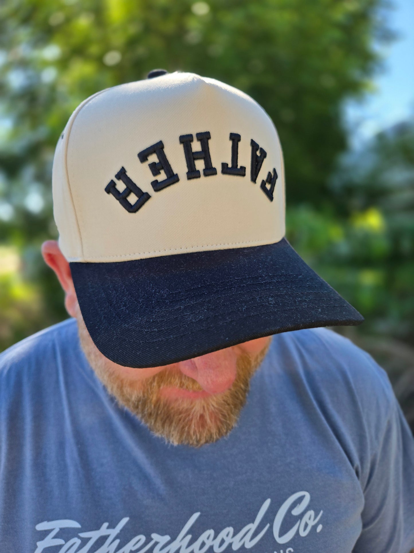 FATHER Upside Down Embroidered Trucker Hat