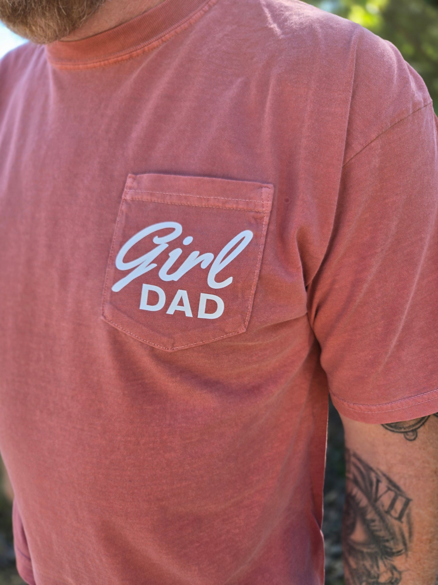 GIRL DAD Salmon Vintage Wash Pocket Tee
