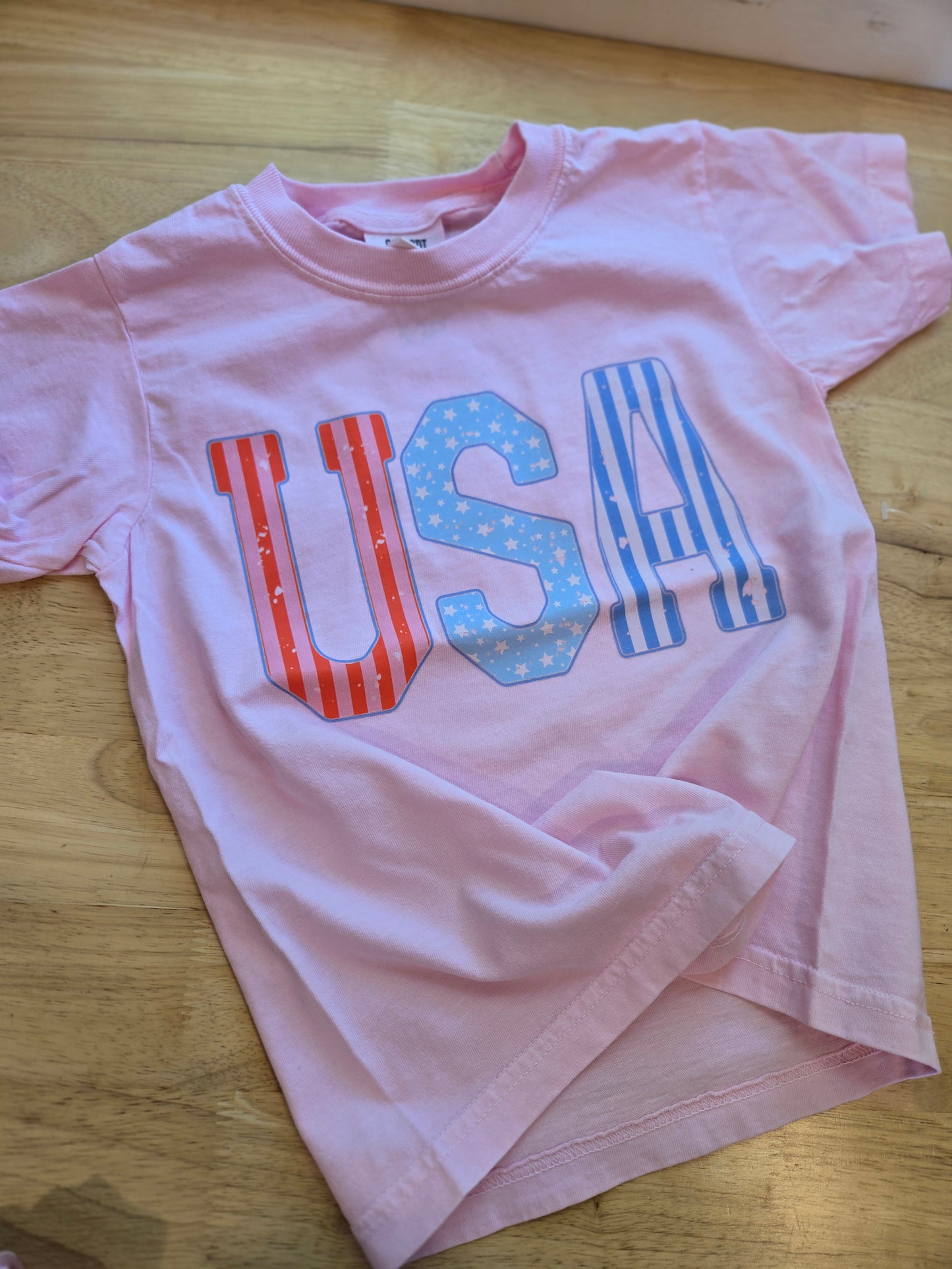 USA MULTI Pattern Light Pink Vintage Wash Tee (YOUTH)