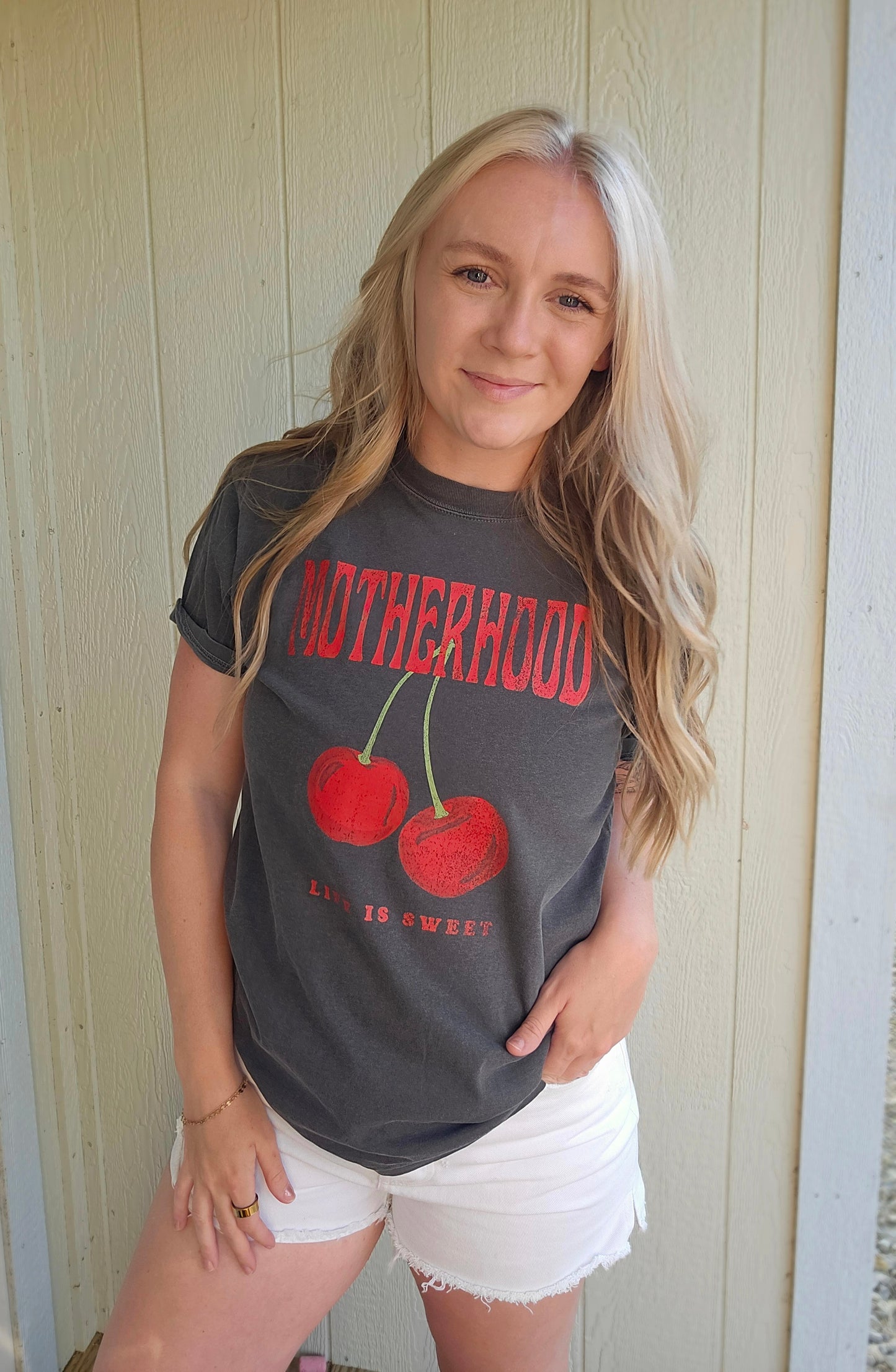 MOTHERHOOD Cherry Charcoal Vintage Wash Tee