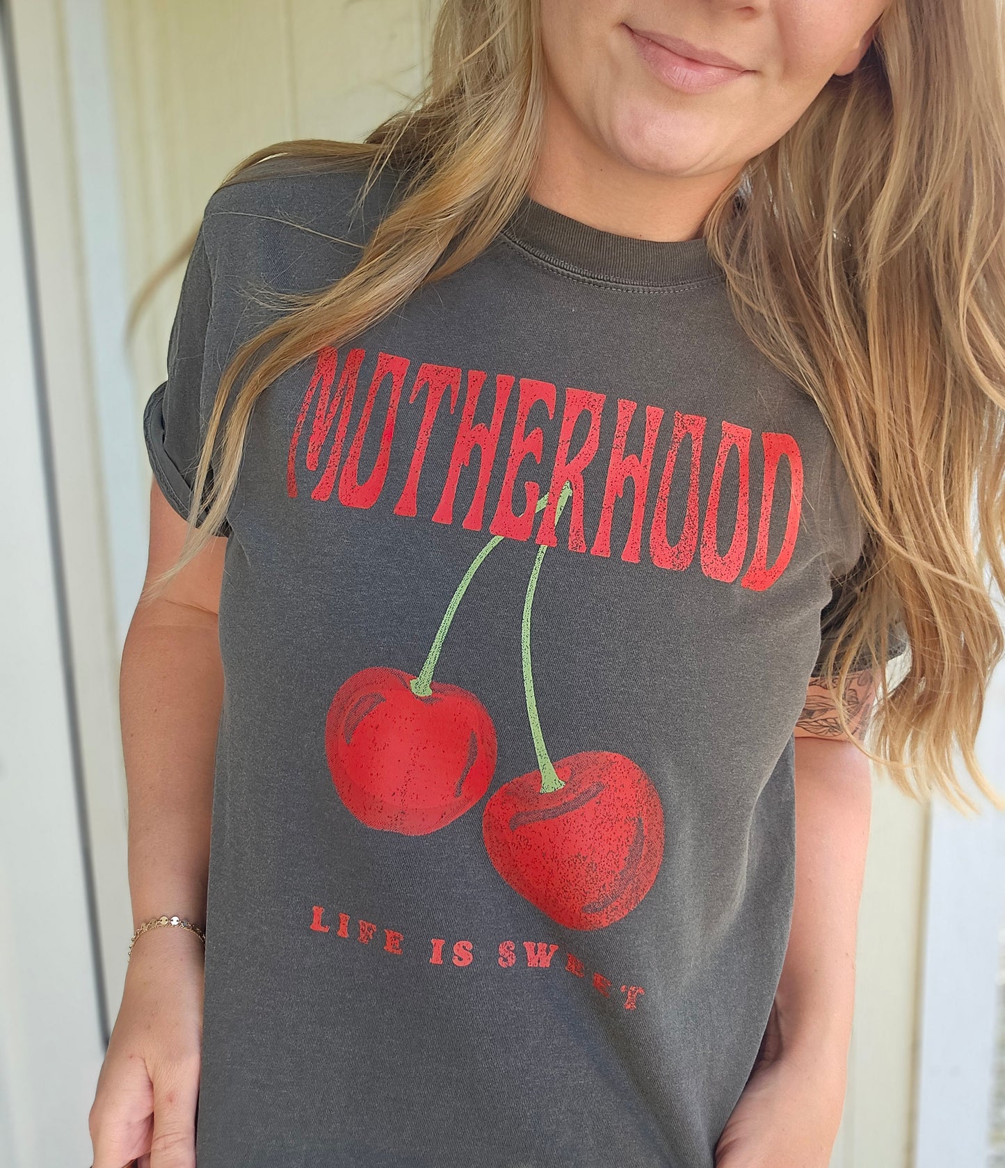 MOTHERHOOD Cherry Charcoal Vintage Wash Tee