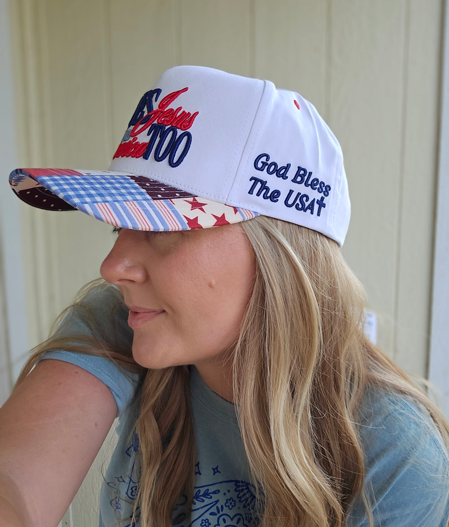 LOVES JESUS & AMERICA TOO Embroidered Trucker Hat