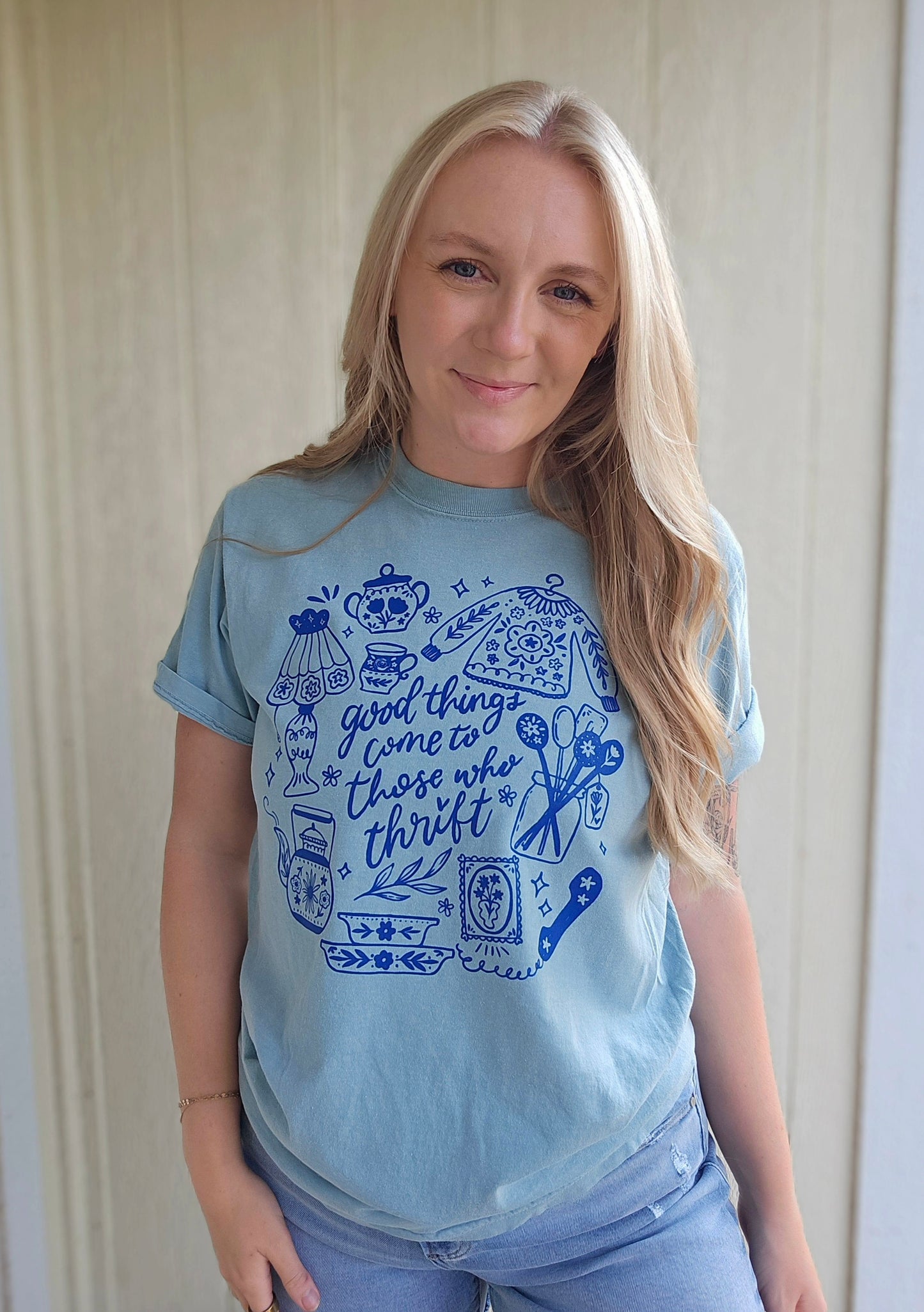 THOSE WHO THRIFT Yankey Blue Vintage Wash Tee