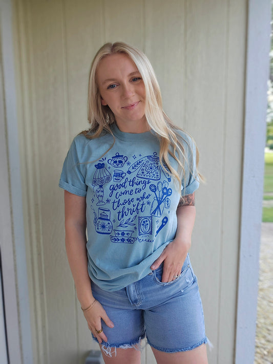 THOSE WHO THRIFT Yankey Blue Vintage Wash Tee