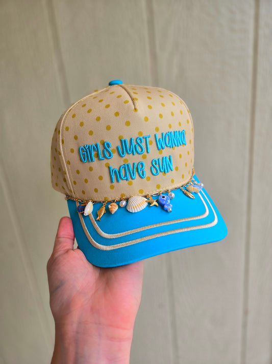 GIRLS JUST WANNA HAVE SUN Polka Dot Trucker Hat