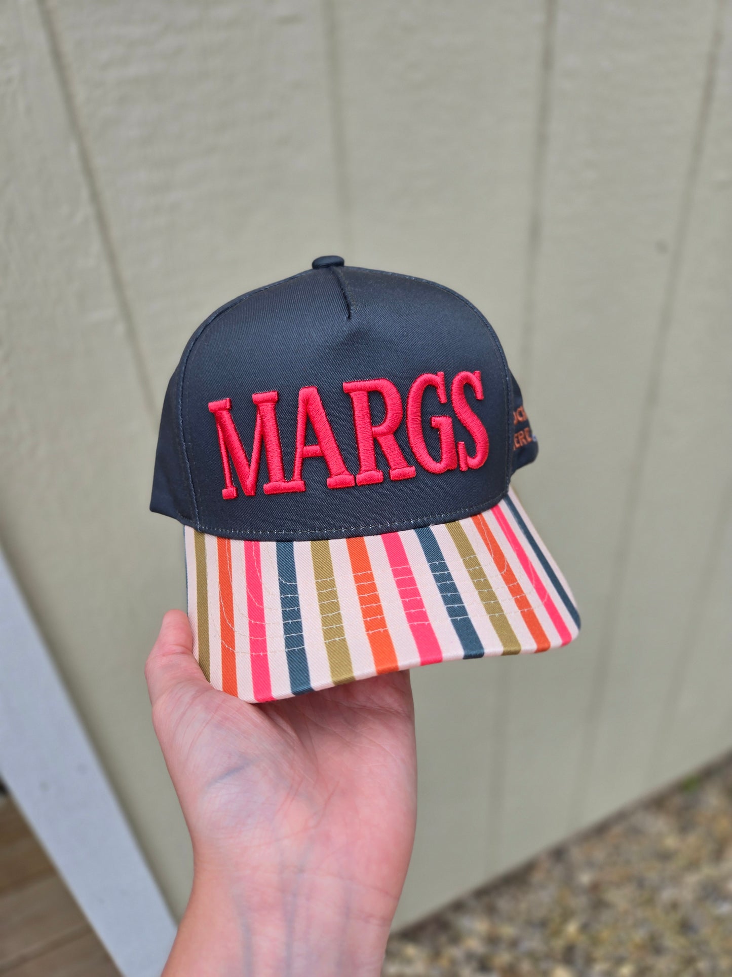 MARGS Stripe Puff Embroidered Trucker Hat