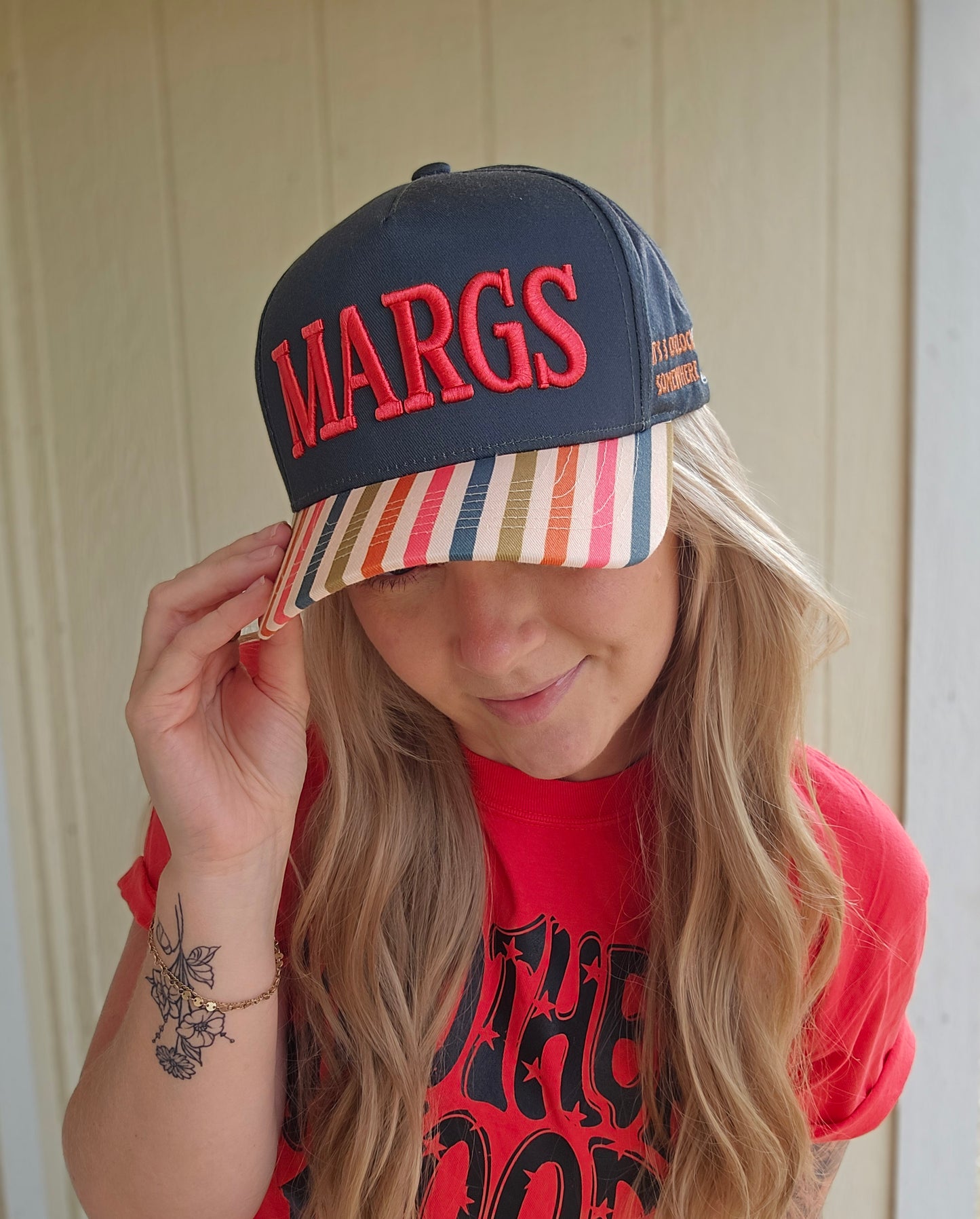 MARGS Stripe Puff Embroidered Trucker Hat