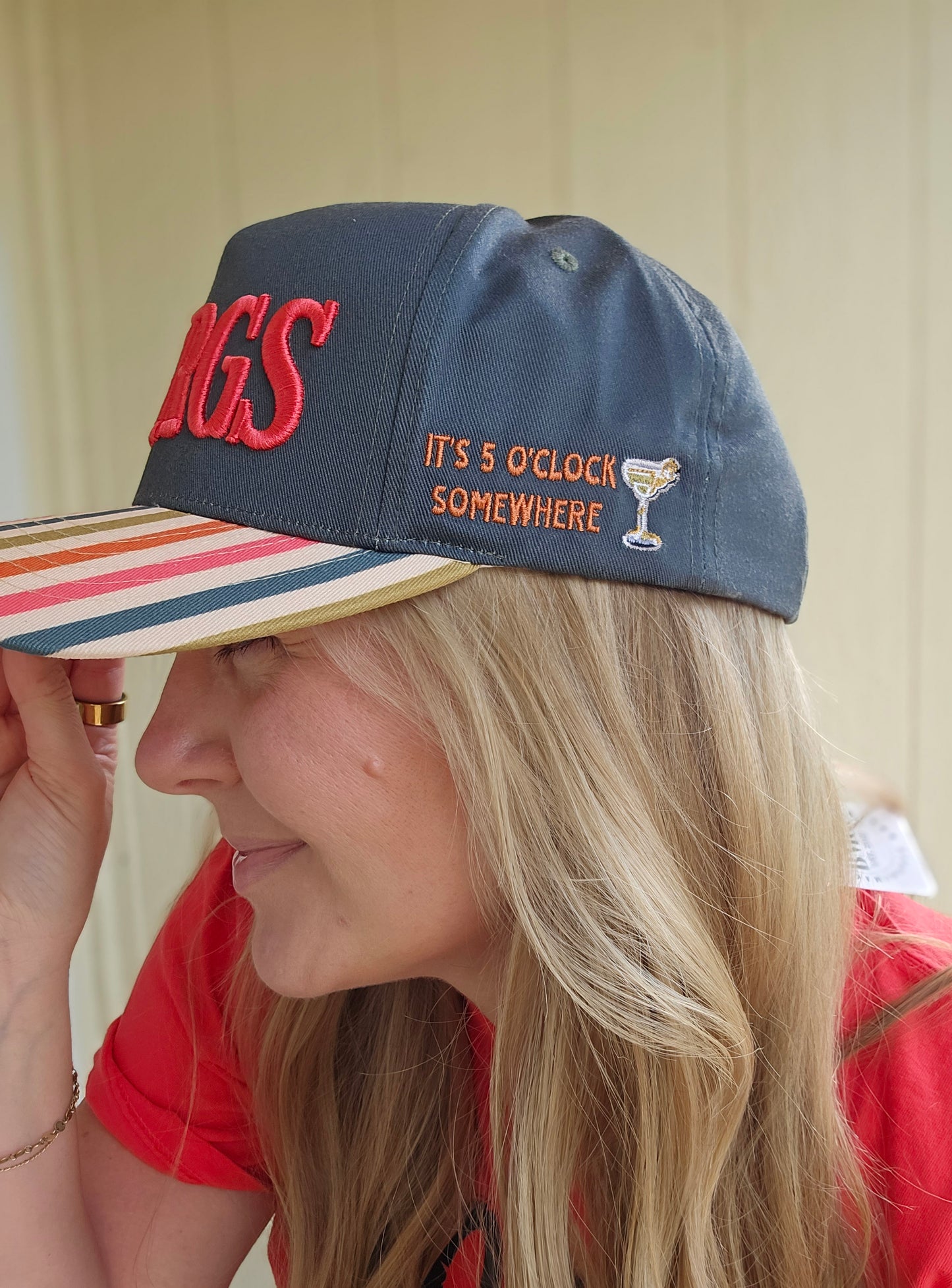 MARGS Stripe Puff Embroidered Trucker Hat