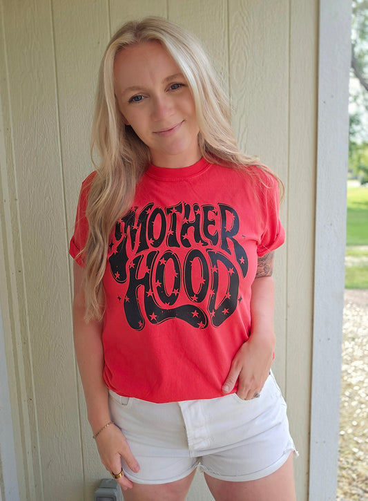 MOTHERHOOD Retro Star Neon Red Vintage Wash Tee