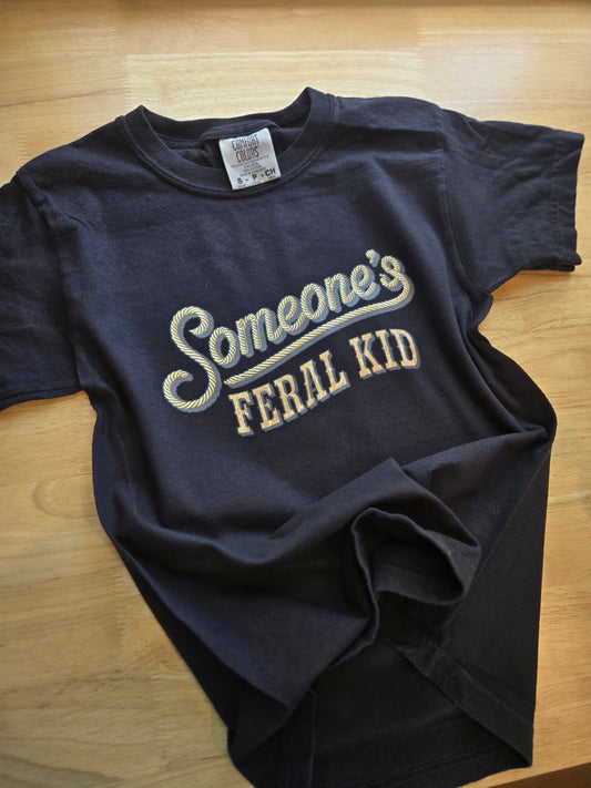 SOMEONE'S FERAL KID Black Vintage Wash Tee (YOUTH)
