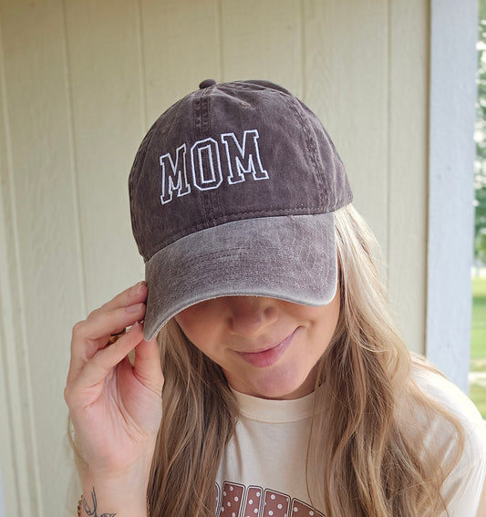 MOM Vintage Espresso Embroidered Baseball Hat