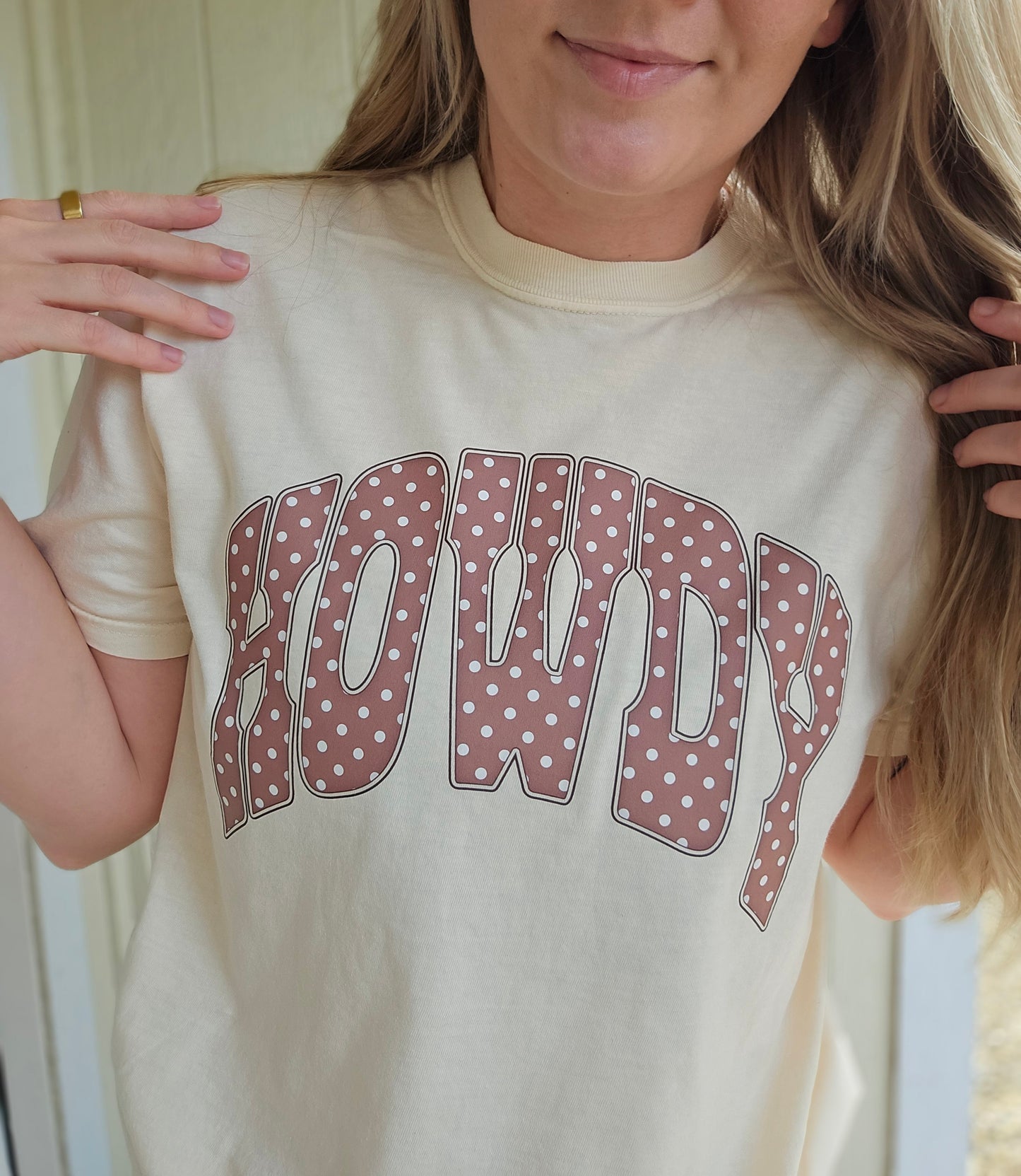 HOWDY Polka Dot Ivory Vintage Wash Tee
