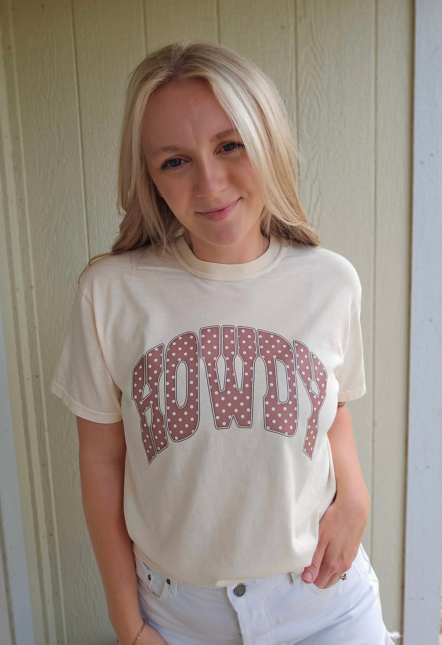 HOWDY Polka Dot Ivory Vintage Wash Tee