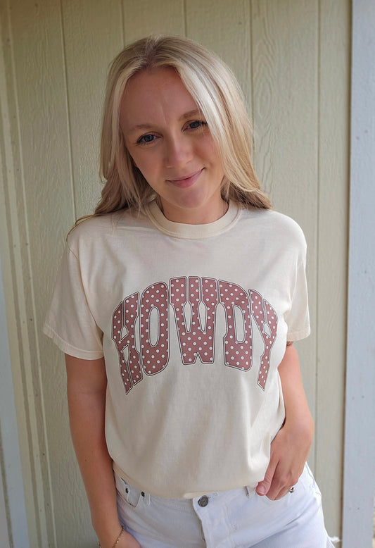 HOWDY Polka Dot Ivory Vintage Wash Tee