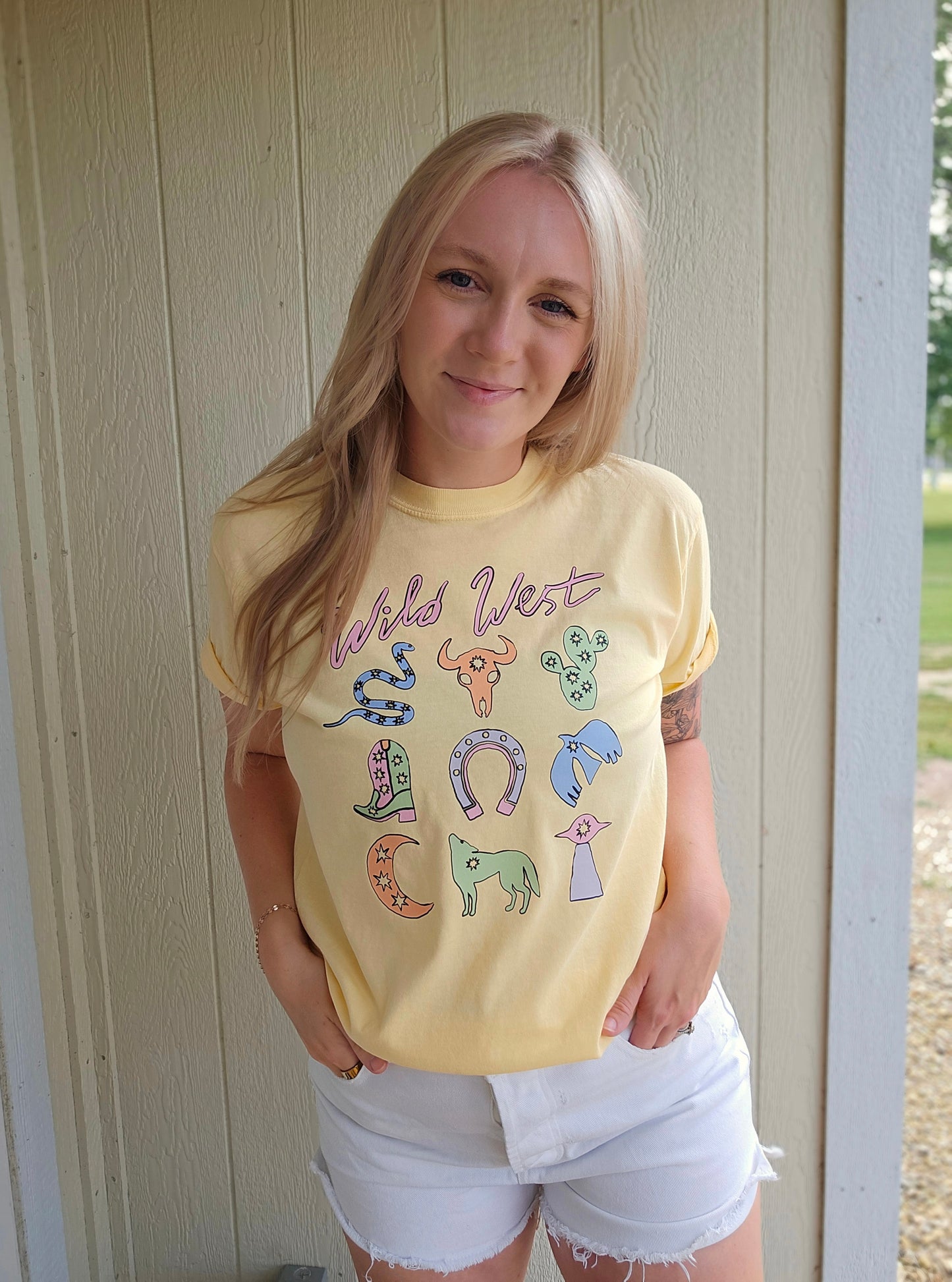 WILD WEST ICON Butter Yellow Vintage Wash Tee