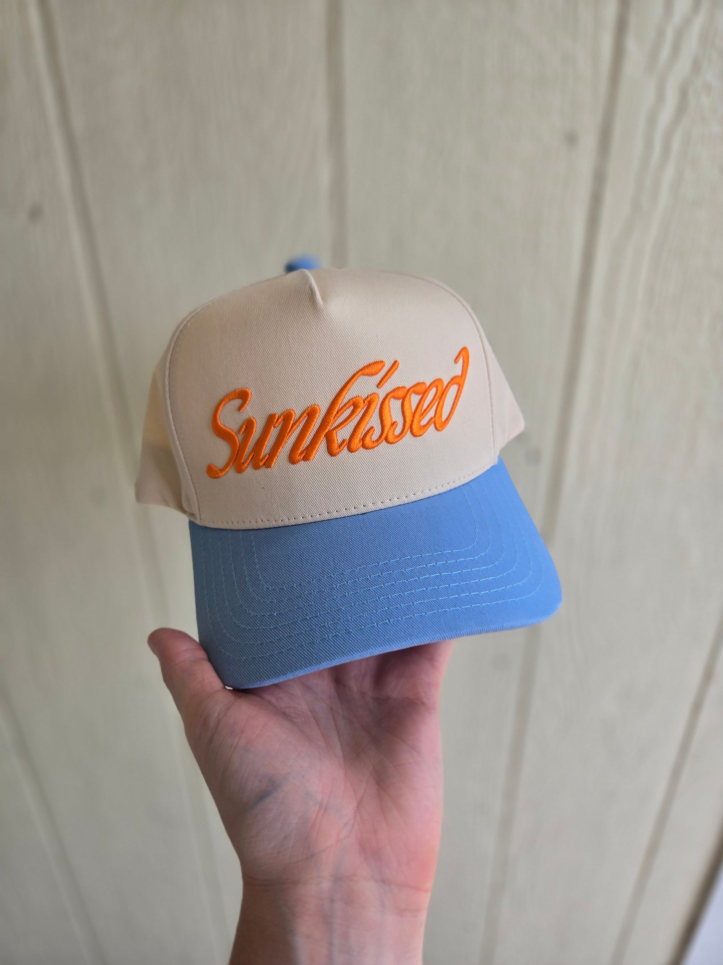 SUNKISSED Blue & Orange Embroidered Trucker Hat