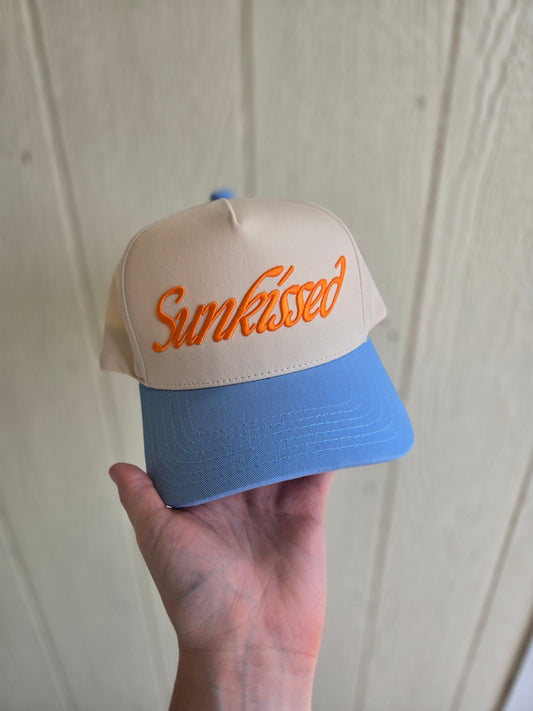 SUNKISSED Blue & Orange Embroidered Trucker Hat