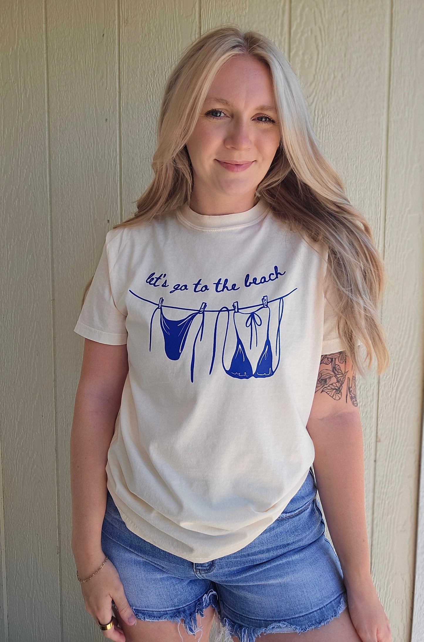 LET'S GO TO THE BEACH Ivory Vintage Wash Tee