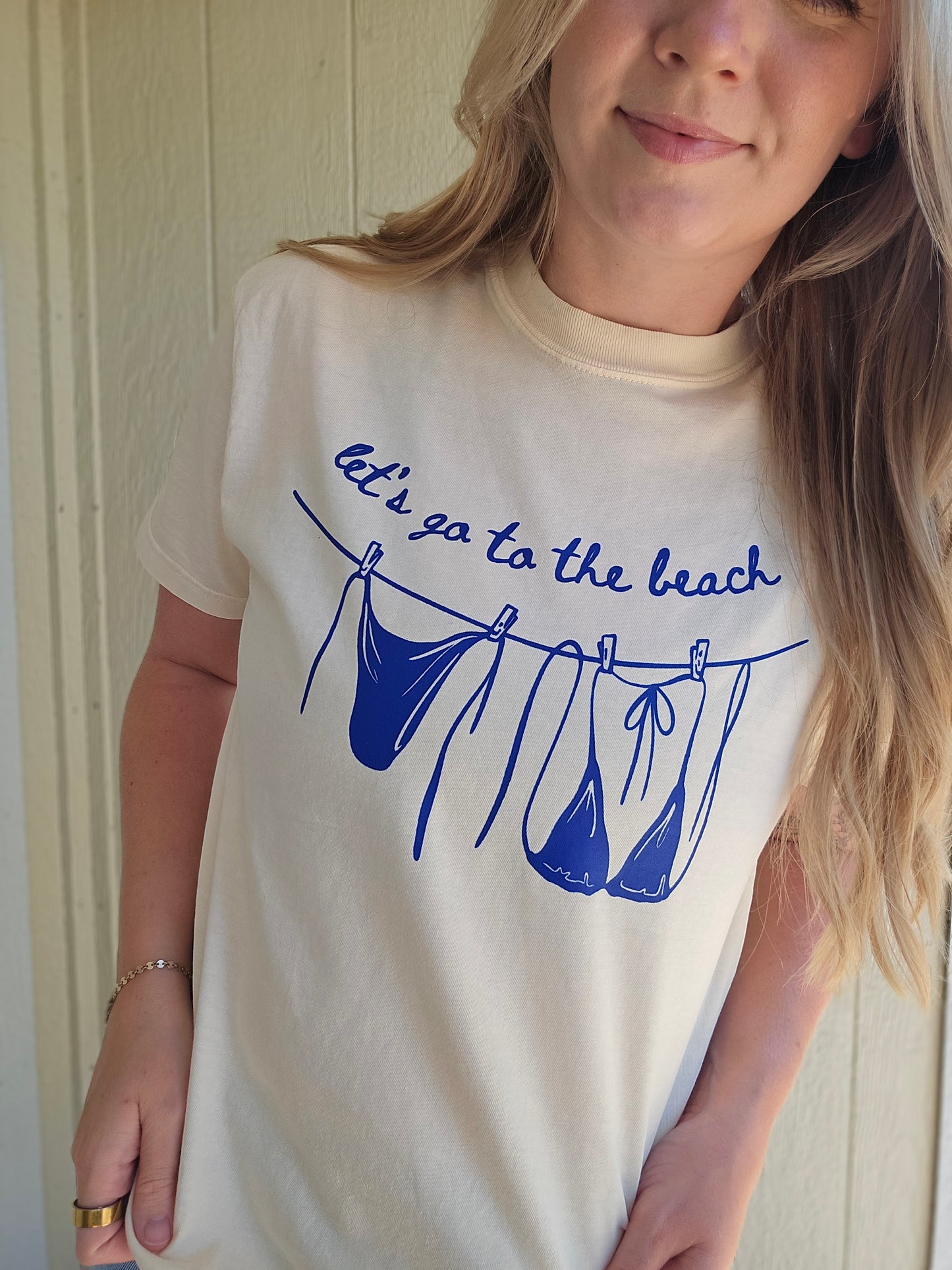 LET'S GO TO THE BEACH Ivory Vintage Wash Tee