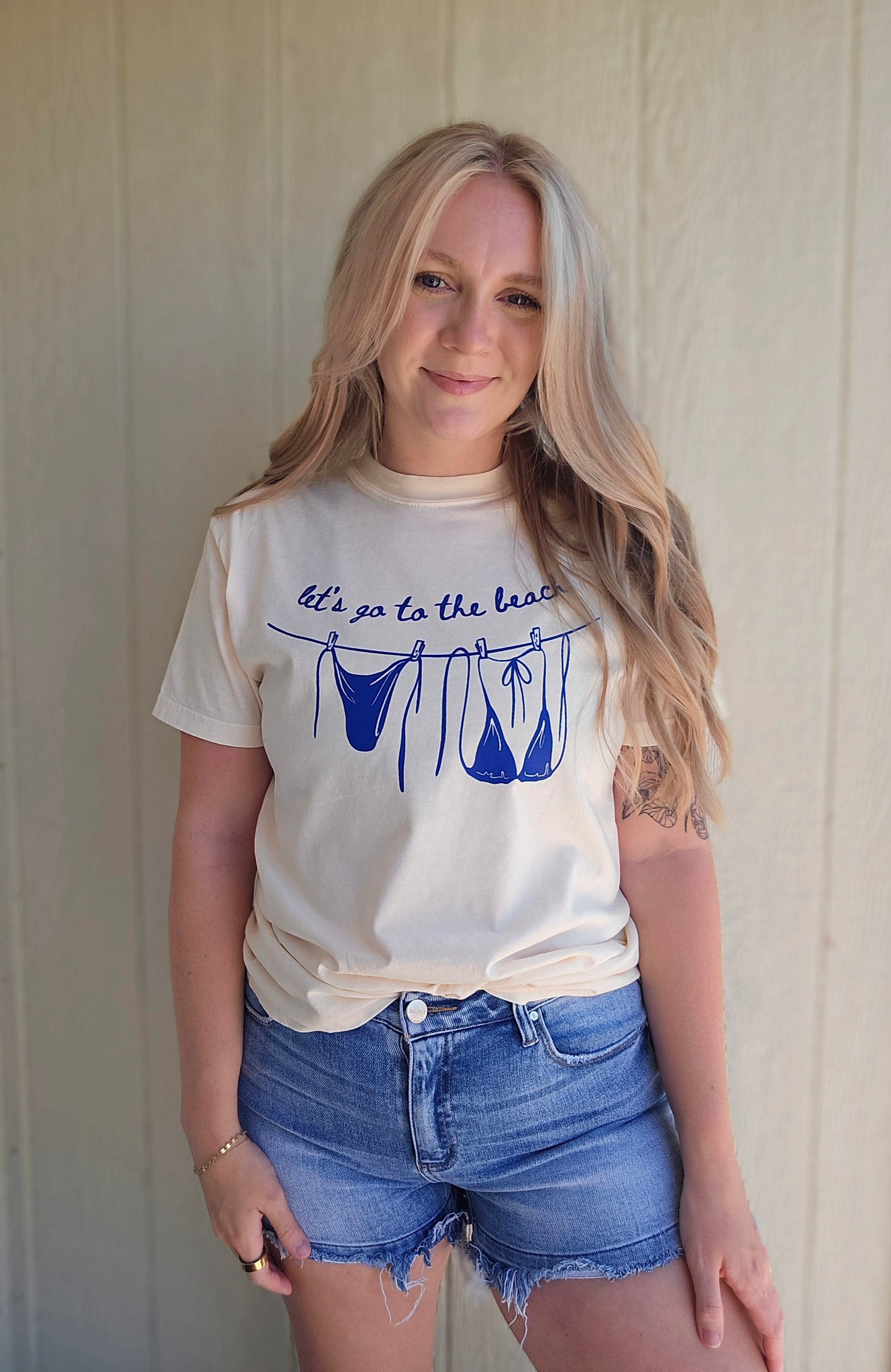 LET'S GO TO THE BEACH Ivory Vintage Wash Tee