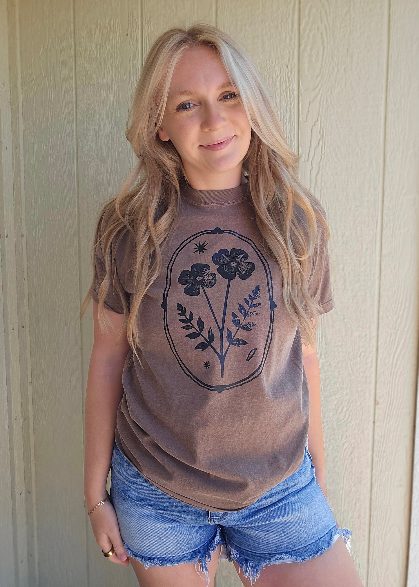 BOHO WILDFLOWER Espresso Vintage Wash Tee
