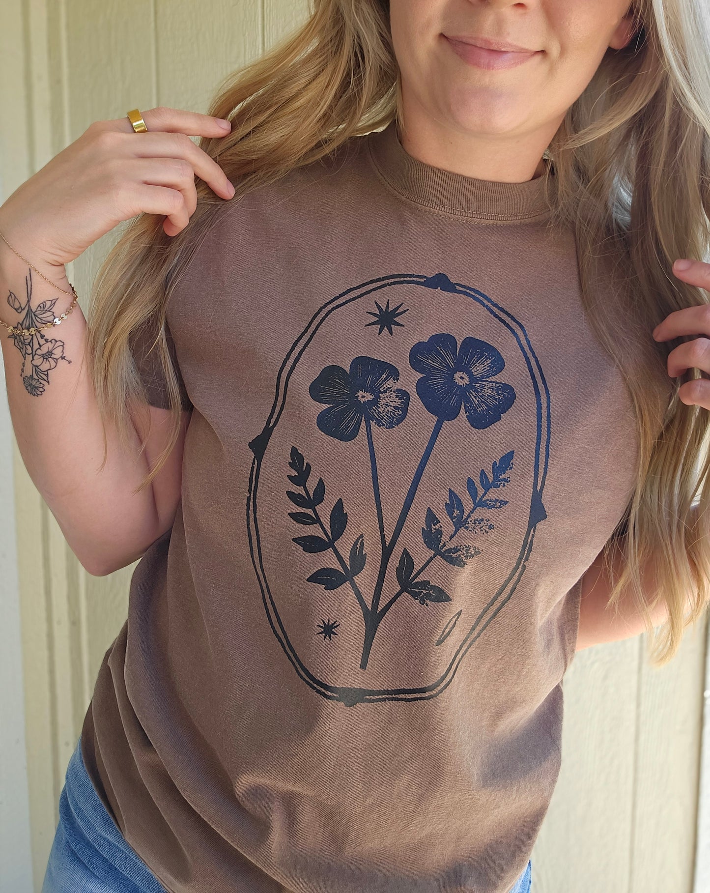 BOHO WILDFLOWER Espresso Vintage Wash Tee