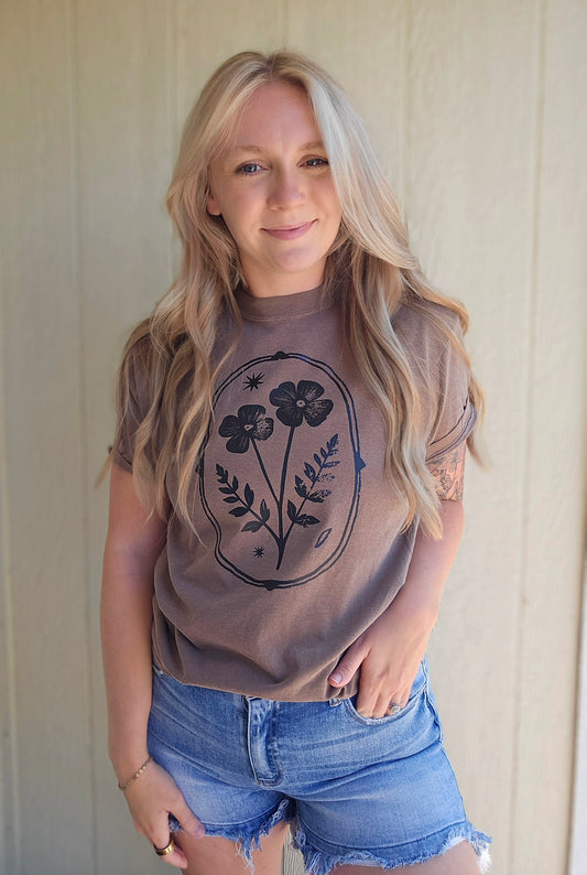 BOHO WILDFLOWER Espresso Vintage Wash Tee