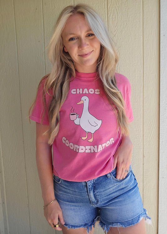 CHAOS COORDINATOR Goose Pink Vintage Wash Tee