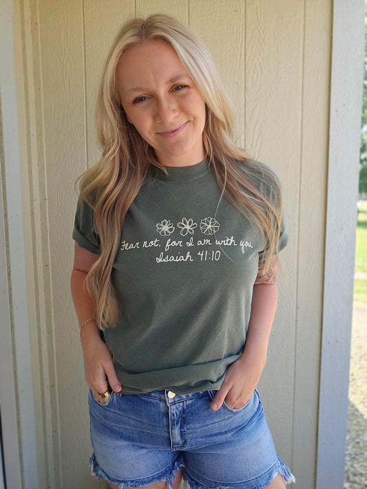 FEAR NOT Olive Green Vintage Wash Tee