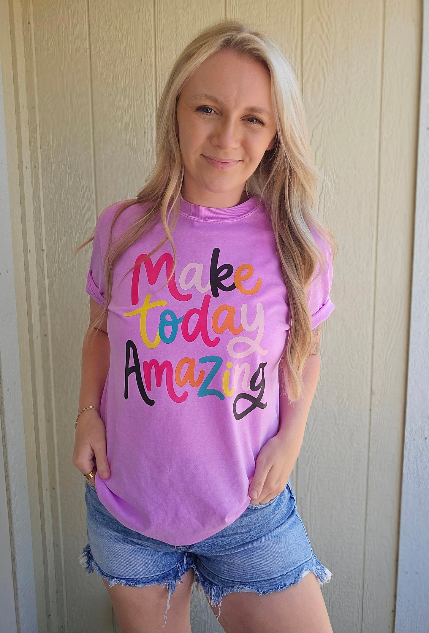 MAKE TODAY AMAZING Neon Purple Vintage Wash Tee