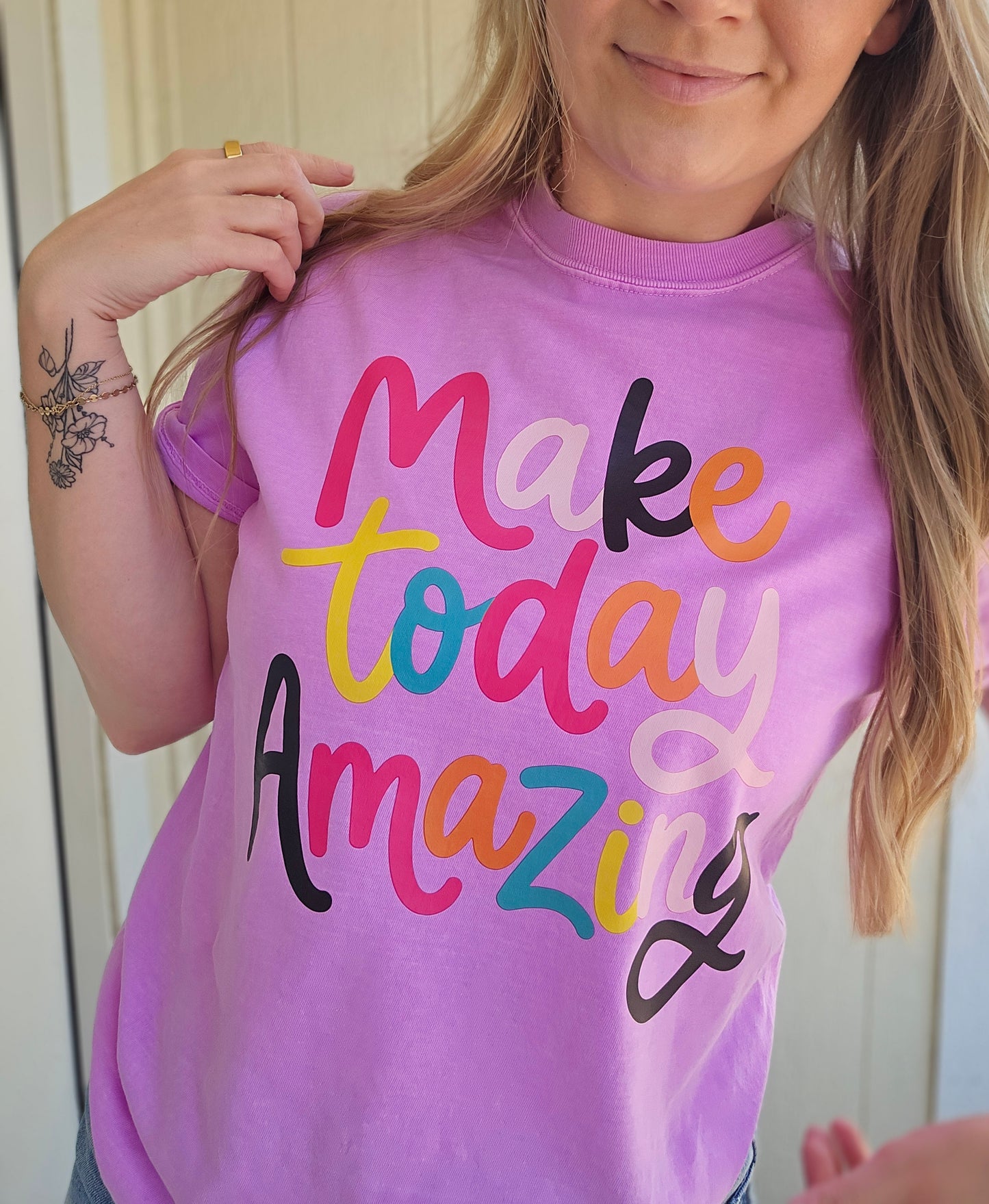 MAKE TODAY AMAZING Neon Purple Vintage Wash Tee