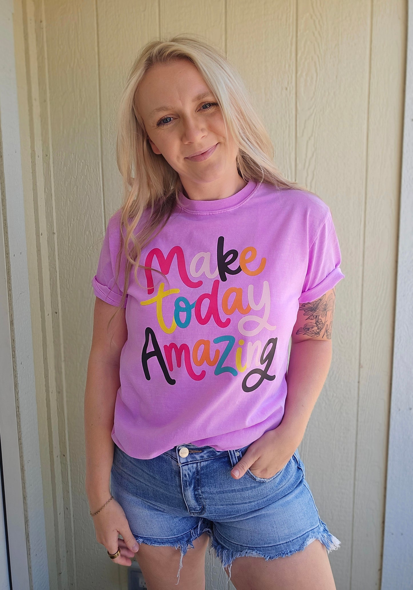 MAKE TODAY AMAZING Neon Purple Vintage Wash Tee