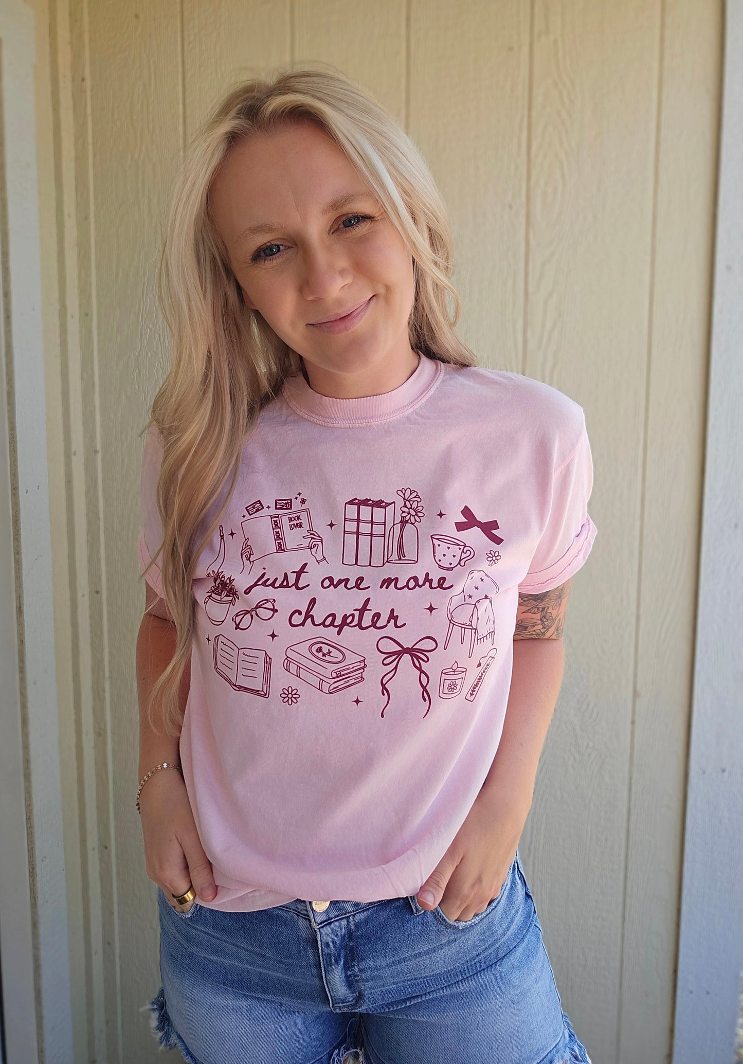 JUST ONE MORE CHAPTER Baby Pink Vintage Wash Tee