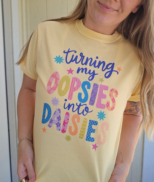 OOPSIES INTO DAISIES Butter Yellow Vintage Wash Tee