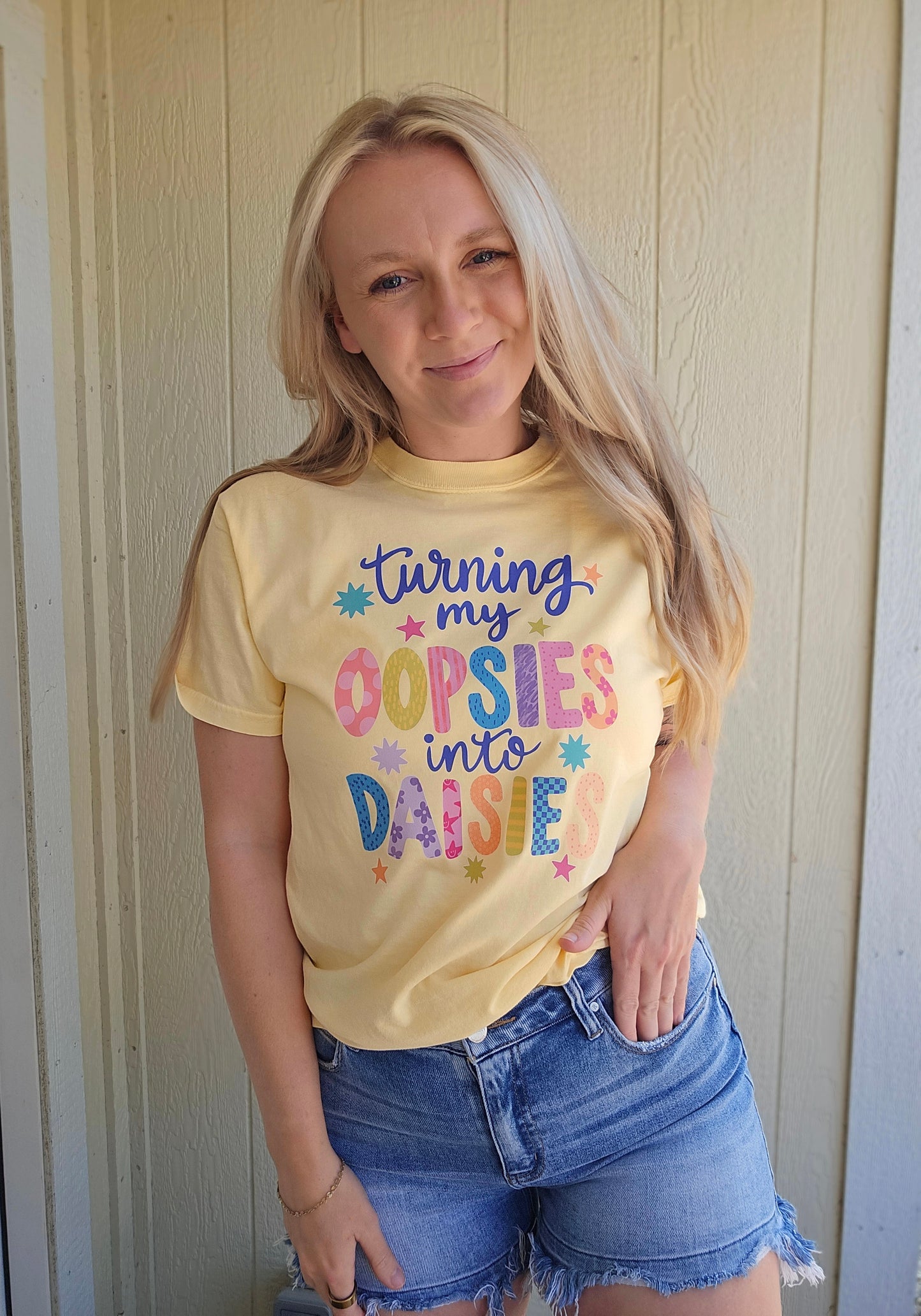 OOPSIES INTO DAISIES Butter Yellow Vintage Wash Tee