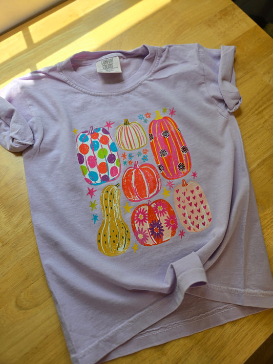PRETTY PUMPKIN COLLAGE Lavender Vintage Wash Tee (YOUTH)