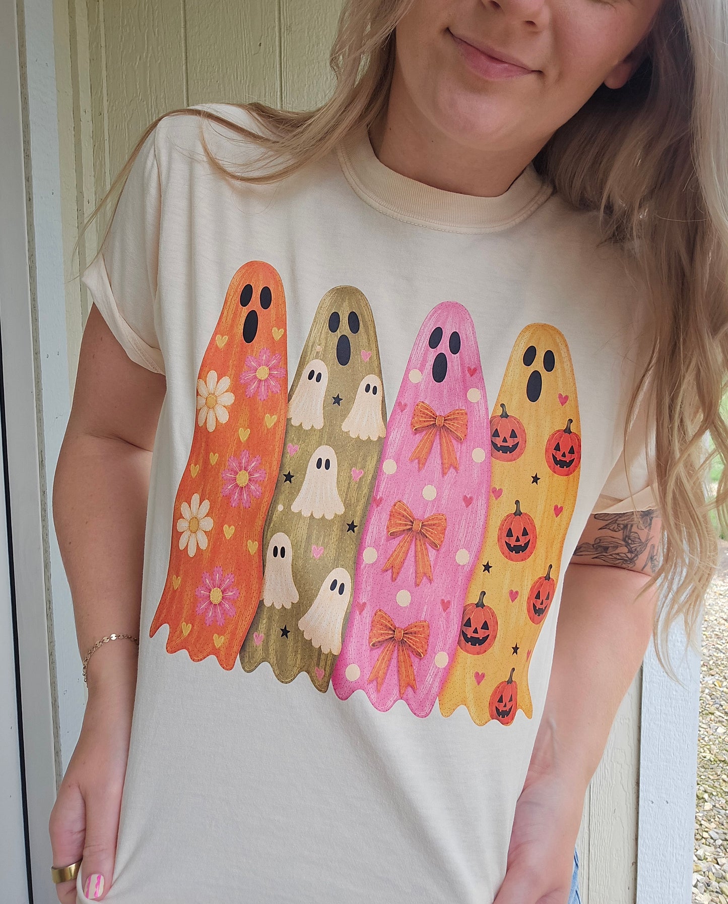 PREPPY GHOST SQUAD Ivory Vintage Wash Tee
