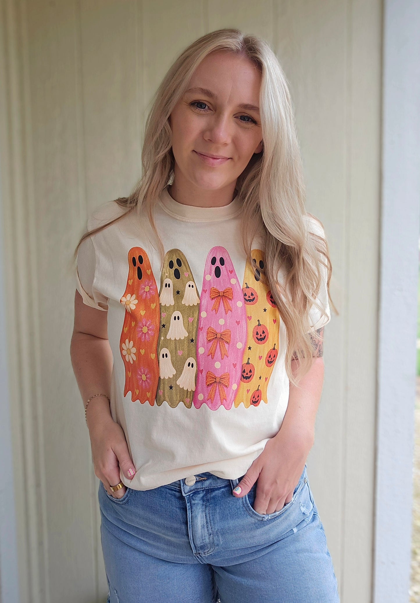 PREPPY GHOST SQUAD Ivory Vintage Wash Tee