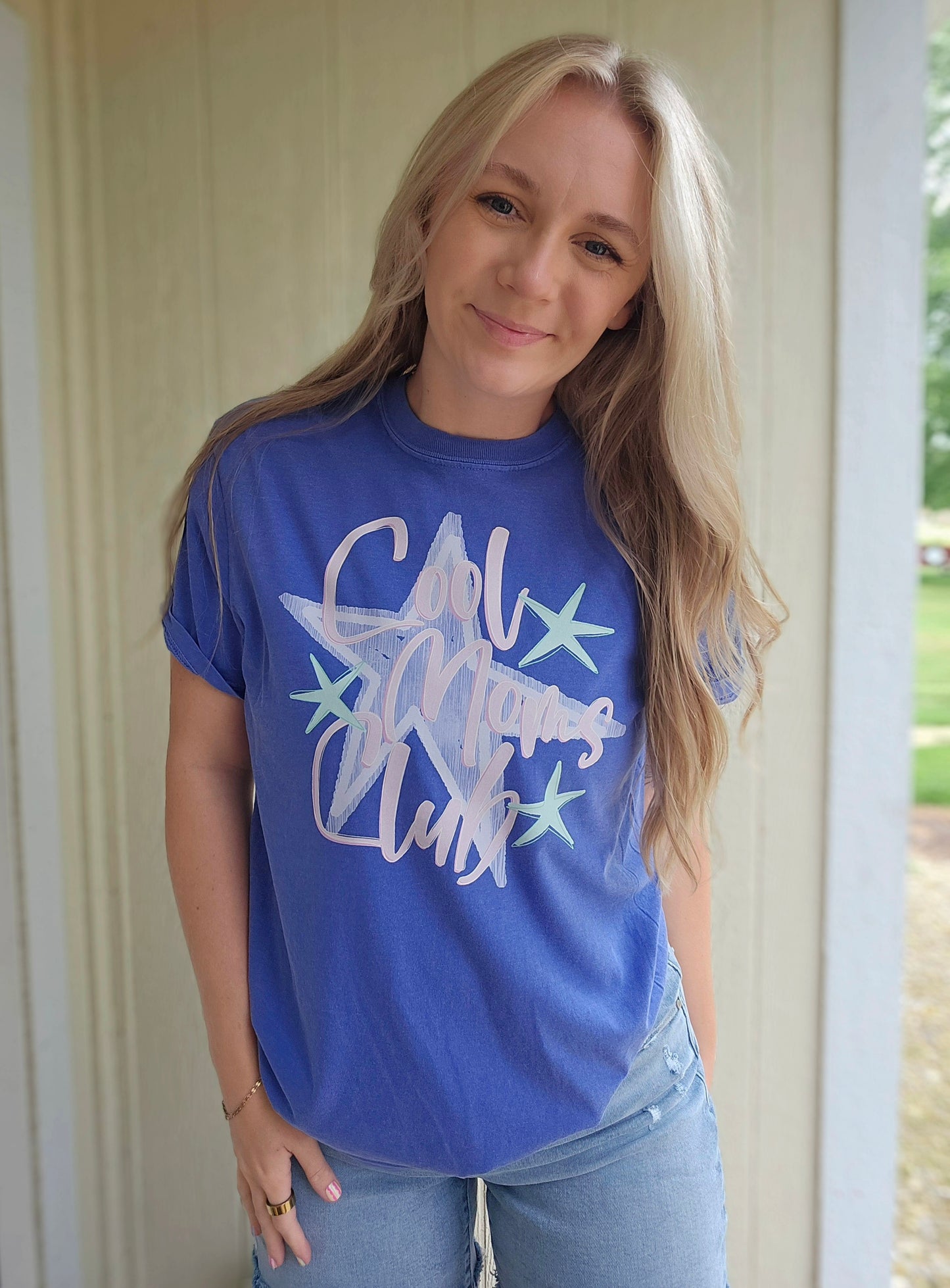 COOL MOMS CLUB Star Periwinkle Vintage Wash Tee