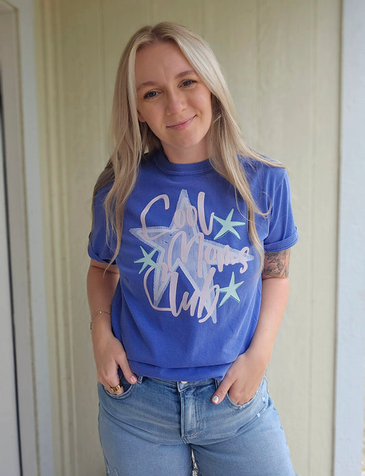COOL MOMS CLUB Star Periwinkle Vintage Wash Tee