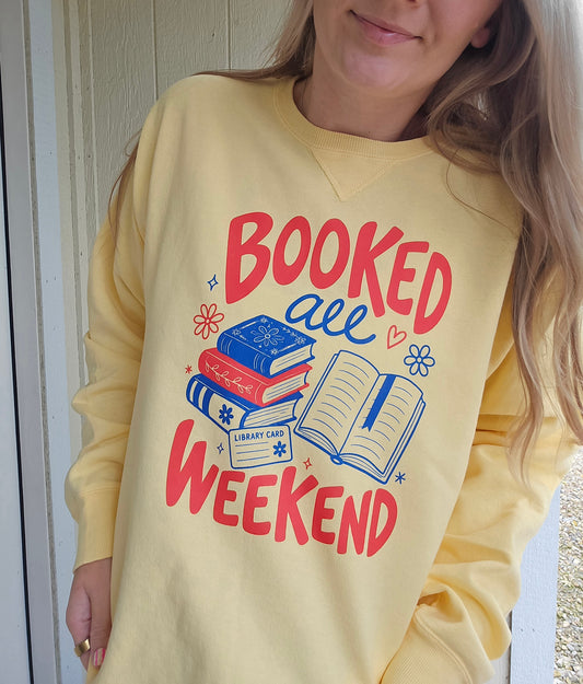 BOOKED ALL WEEKEND Butter Vintage Wash Crewneck
