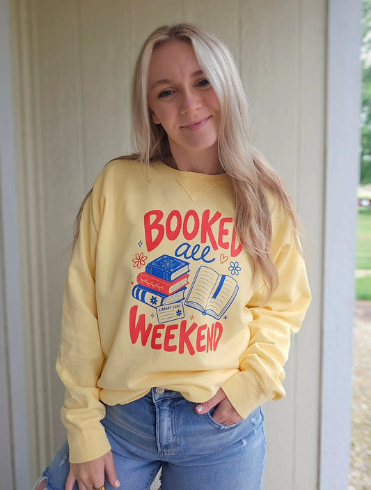 BOOKED ALL WEEKEND Butter Vintage Wash Crewneck