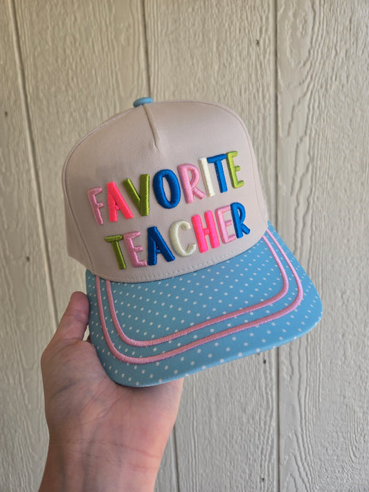 FAVORITE TEACHER Polka Dot Trucker Hat
