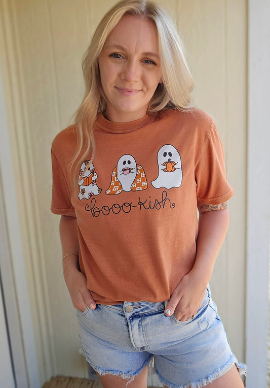 BOOO-KISH GHOST Rust Vintage Wash Tee