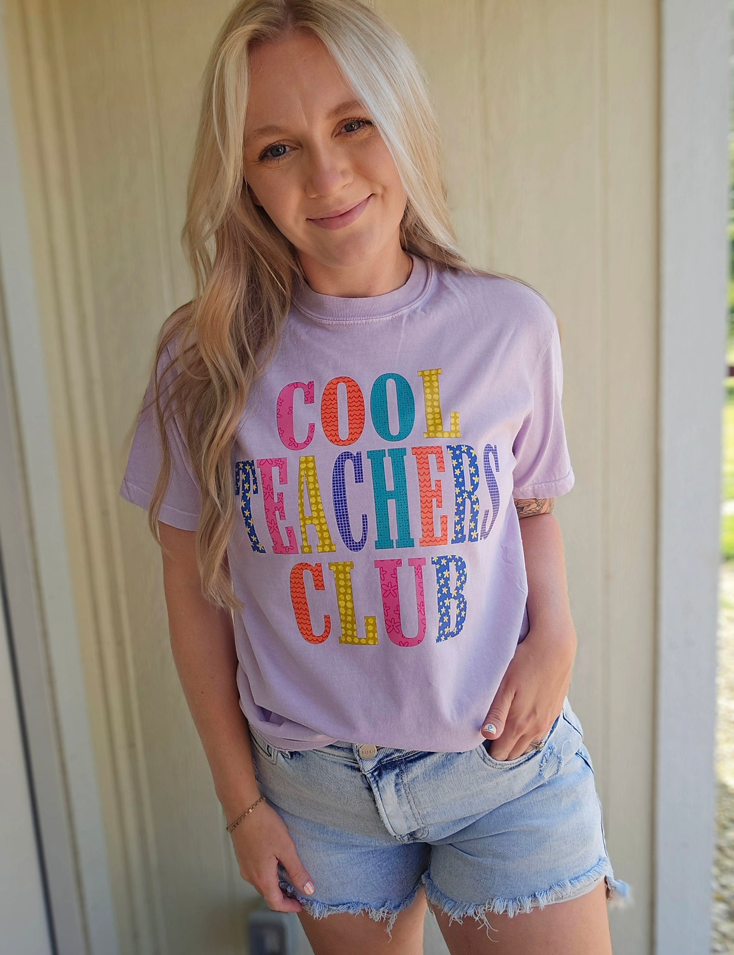 COOL TEACHERS CLUB Lavender Vintage Wash Tee